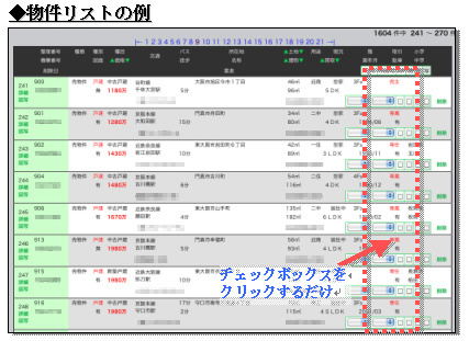 物件リストの例